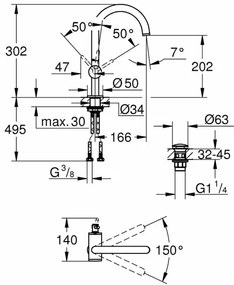 Baterie lavoar Grohe Atrio L monocomanda crom