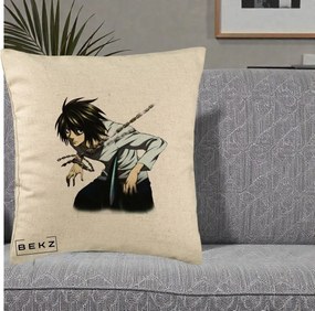 Perna Personalizata Death Note L Lawliet Lanturi, 40x40 cm, Bej, Husa Detasabila, Perna Inclusa, BEKZ®