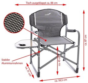 Scaun pliant de camping cu masă și suport - 2 bucăți