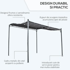 Outsunny Pavilion Cort Foisor 3x3m pentru Gradina sau Terasa cu perdea Gri | Aosom Romania