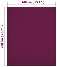 Cearsaf de pat cu elastic, 2 buc, bordo, 140x200 cm, bumbac