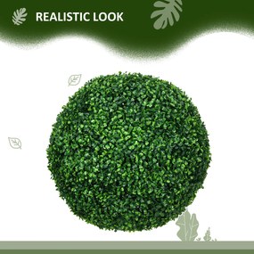 HOMCOM Set de 2 Bile Artificiale, Bile de Arbori Topiari din Buxus, Plante False de Interior în Aer Liber pentru Casă, Ø50cm, Verde | Aosom Romania