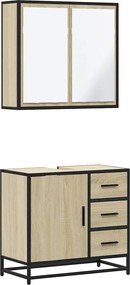 vidaXL Set mobilier de baie, 2 piese, stejar sonoma, lemn prelucrat