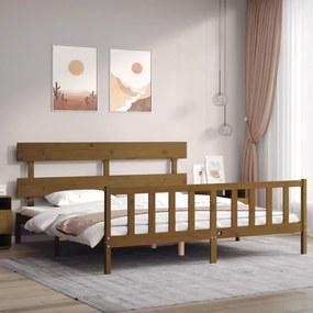 3193294 vidaXL Cadru pat cu tăblie, maro miere, 200x200 cm, lemn masiv