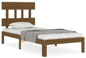 3193589 vidaXL Cadru de pat cu tăblie, maro miere, 100x200 cm, lemn masiv
