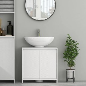 HOMCOM Mobilier Sub Chiuvetă pentru Baie cu 2 Uși, Dulap de Baie cu Decupaj în U pentru Țevi, 60x30x60 cm, Alb | Aosom Romania