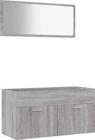 vidaXL Set mobilier de baie, 2 piese, gri sonoma, lemn prelucrat