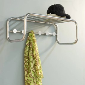 Cuier de perete argintiu cu raft din metal 72 cm Retro – Spinder Design