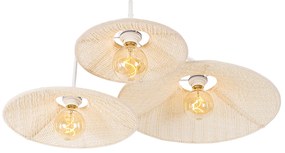 Lampa de perete de design albă cu material textil cu 3 lumini - Jane