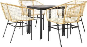 vidaXL Set mobilier de grădină cu perne 5 piese maro sticlă polirattan