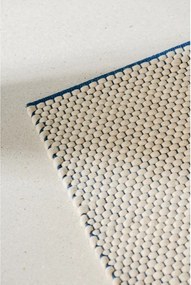 Covor tip traversă albastru/bej țesut manual din lână 80x170 cm Lenu – noo.ma