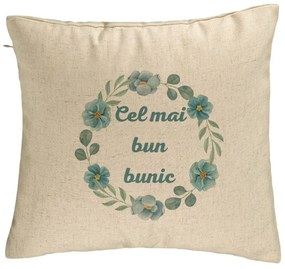 Perna Decorativa pentru Bunicul 4, 40x40 cm, Bej, Husa Detasabila, Burduf