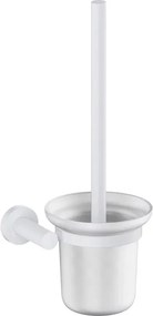 Perie WC cu suport Omnires Modern Project alb cu sticla mata