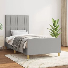 vidaXL Cadru de pat fără saltea, gri deschis, 90x200 cm, textil