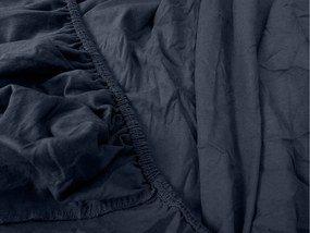 Cearsaf jersey cu lycra albastru marin 90 x 200 cm