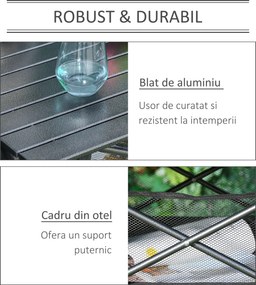 Outsunny Masă de Camping Pliabilă, Ușor de Transportat, Include Geantă de Călătorie, 70x70x69cm, Negru | Aosom Romania