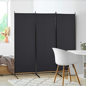 HOMCOM Paravan interior cu 3 panouri, separeu pliabil pentru spatii din metal si poliester, 253x50x182cm, bej | Aosom Romania