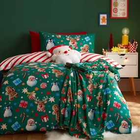 Lenjerie de pat verde pentru pat dublu 200x200 cm Christmas Icons – Catherine Lansfield