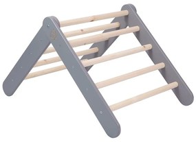 Triunghi Pikler de cățărat gri din lemn de pin 46x87x60 cm Montessori – Meowbaby