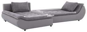 Canapea, gri/gri-maro/portocaliu, ţesătură Soro, stânga, BRATO