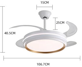 Lustra cu ventilator, ESC-417YY WH, design modern, Alb