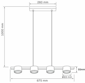 Lustră LED pe cablu MIRELLA 4xGX53/6W/230V auriu/negru