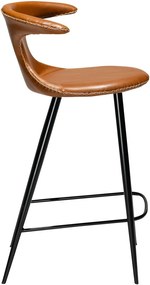 Scaun bar din piele artificială DAN–FORM Denmark Flair, maro coniac, înălțime 90 cm