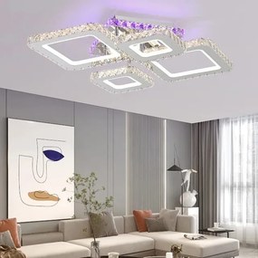 Lustra LED Cu Telecomanda, Elit's Cristal, Cromat , 140W, RGB,