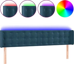 vidaXL Tăblie de pat cu LED, albastru închis, 203x16x78/88 cm, catifea