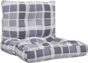 vidaXL Perne pentru paleți, 2 buc. gri, țesătură, model cu carouri