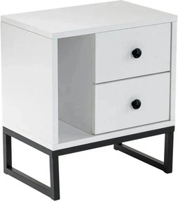 Noptiera GLIMMER, alb/negru, PAL/metal, 46x30x50 cm