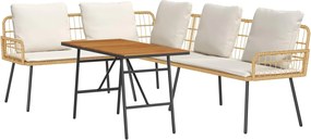 vidaXL Set de canapele pentru grădină 2 pcs Bej poliratan