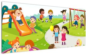 Tablou cu bucuriile copiilor în nisip (120x50 cm)