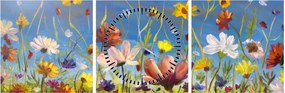 Tablou cu luncă înflorită (cu ceas) (90x30 cm)