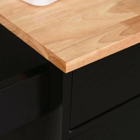 HOMCOM Cărucior de Bucătărie cu Sertar și Dulap cu 2 Uși, Insulă de Bucătărie cu roți și bară laterală, 83x45x91.5 cm, Negru | Aosom Romania