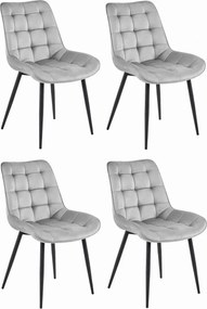 Scaun din catifea BERA gri deschis cu picioare negre