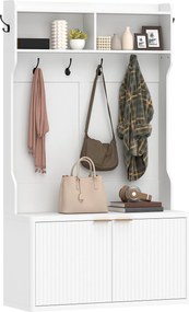 HOMCOM Cuier pantofar 4 în 1 cuier modern cu raft deschis pentru hol intrare dormitor 100x38x172 cm Alb | Aosom Romania