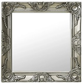 vidaXL Oglindă de perete în stil baroc, argintiu, 50 x 50 cm