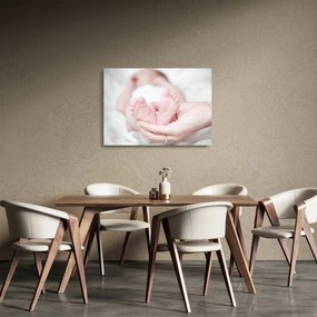 Tablou pe sticlă cu piciorușele de copilaș (70x50 cm)
