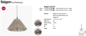 Lustra/Pendul iluminat exterior decorativ SAIGON cone W70 gri/bej