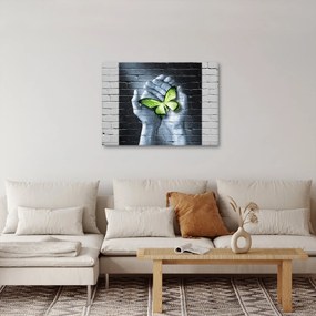 Tablou - Fluture verde în perete (70x50 cm)