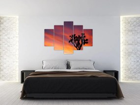 Tablou apus de soare deasupra siluetei unui copac (150x105 cm)