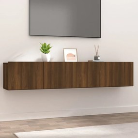 Comode TV, 2 buc., stejar maro, 80x30x30 cm, lemn prelucrat 2, Stejar brun