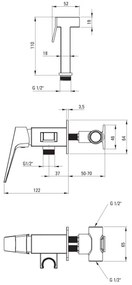 Deante BQL_N34M - Baterie pentru bideu BLUR cu duș, pentru montaj încastrat, negru