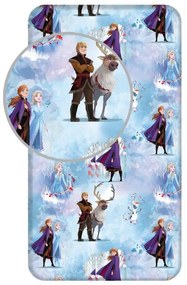 Disney Regatul de gheață Blue Winter cearșaf cu elastic 90x200 cm