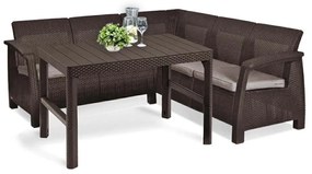 Canapea de colț relaxantă Corfu cu masă Lyon, maro