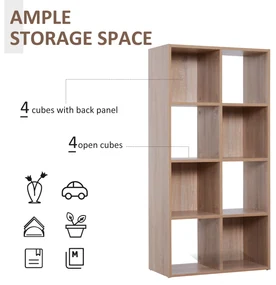 Homcom Librarie Raft 4 Niveluri Culoare Lemn Natural 61,5x29,5x122,5cm