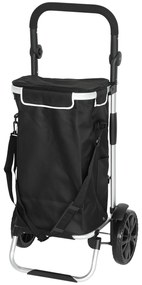 HOMCOM Cărucior de cumpărături pliabil 40 L caddie portabil pe roți cu mâner telescopic, 45,5x35,5x97cm, negru | Aosom Romania