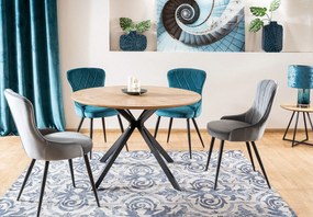 Masa de dining din stejar cu picioare negre ASTER 120x120