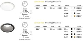 Spot LED incastrabil GAME FI1 ROUND negru/ alb 192338 IDL